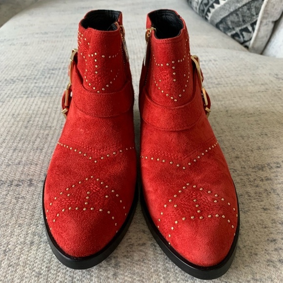 Anine Bing Bianca Studded Suede Ankle Boots in Red - Picture 4 of 10